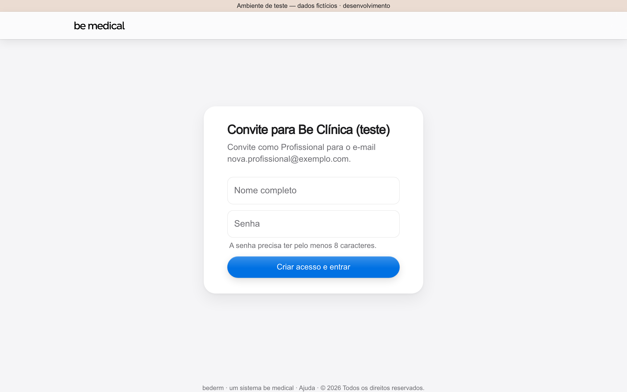 Tela do convite