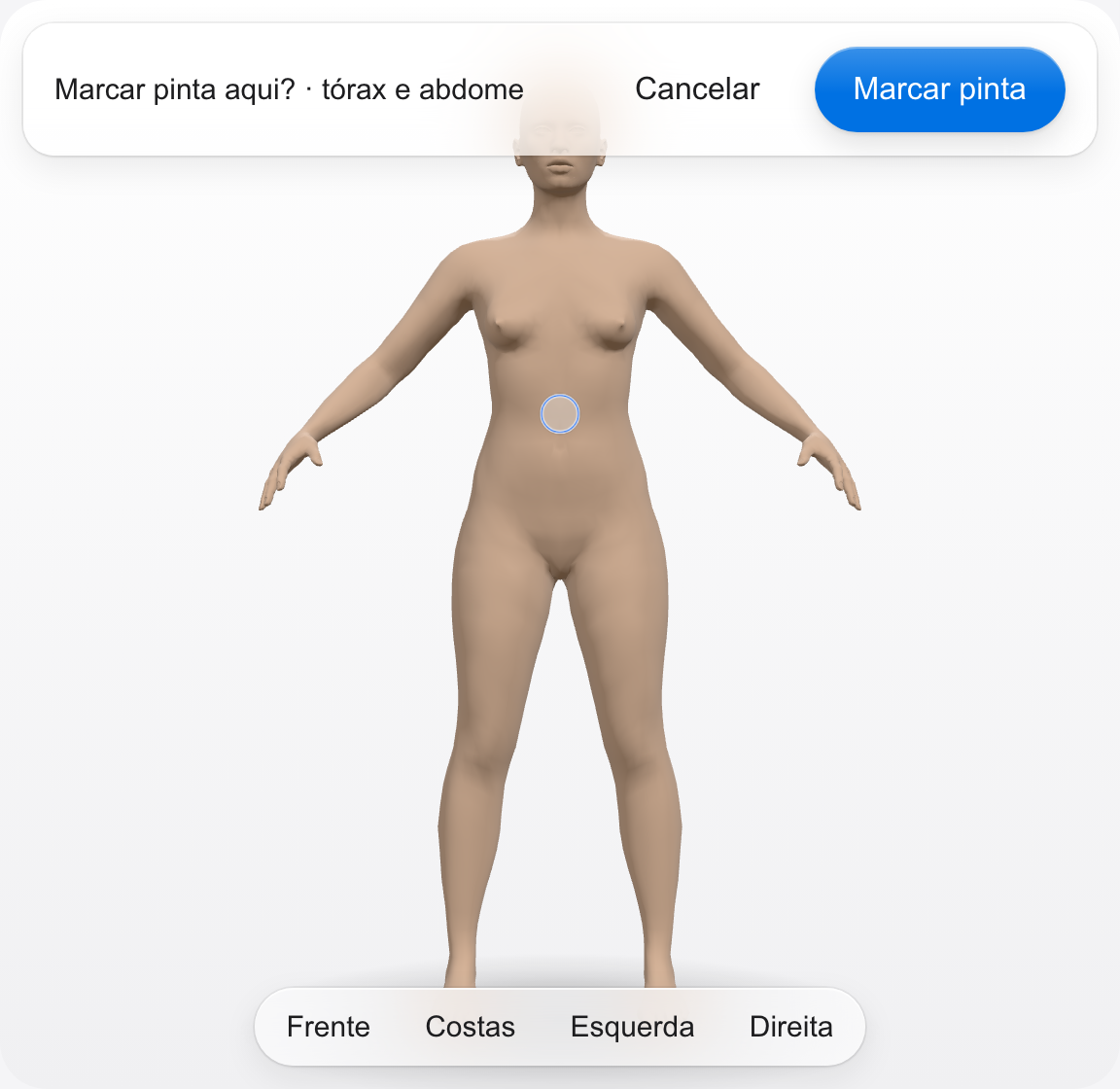 Marcar pinta aqui? no boneco 3D